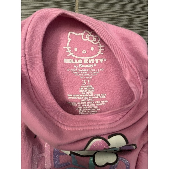 Sanrio Hello Kitty Girls Pink Sweatshirt Top Long Sleeve Toddler Size 3T Ruffles - Picture 4 of 7